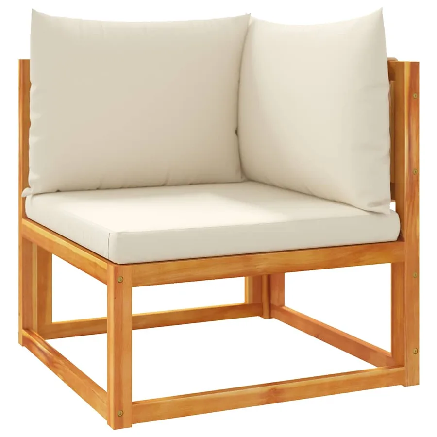 Canapé d'angle de jardin avec coussins en bois d'acacia et corde - 2