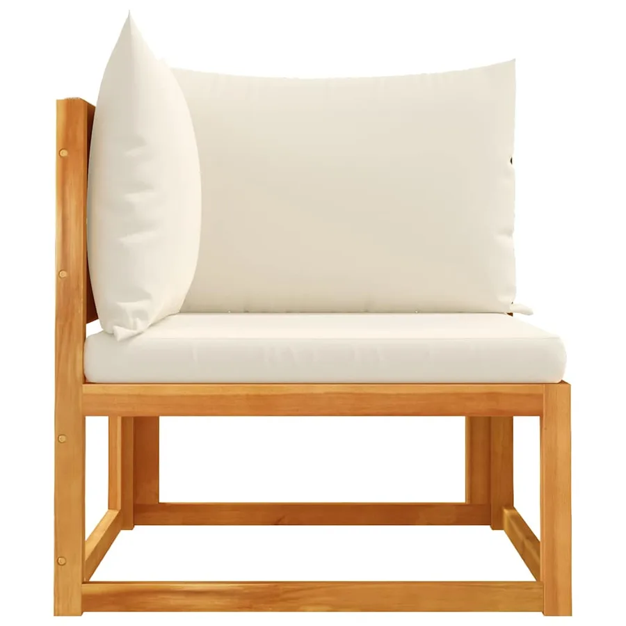 Canapé d'angle de jardin avec coussins en bois d'acacia et corde - 5