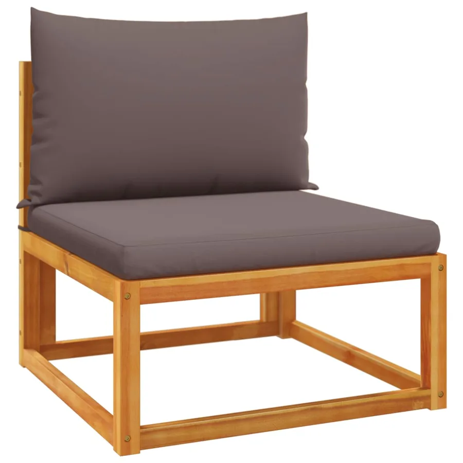 Ensemble de canapés de jardin 3 pièces avec coussins, bois d'acacia et corde, - 5