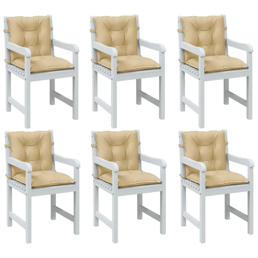 Coussins de chaise à dossier bas lot de 6 beige mélangé tissu