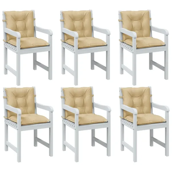 Coussins de chaise à dossier bas lot de 6 beige mélangé tissu