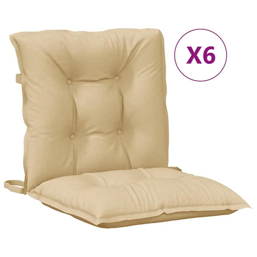 Coussins de chaise à dossier bas lot de 6 beige mélangé tissu - 2