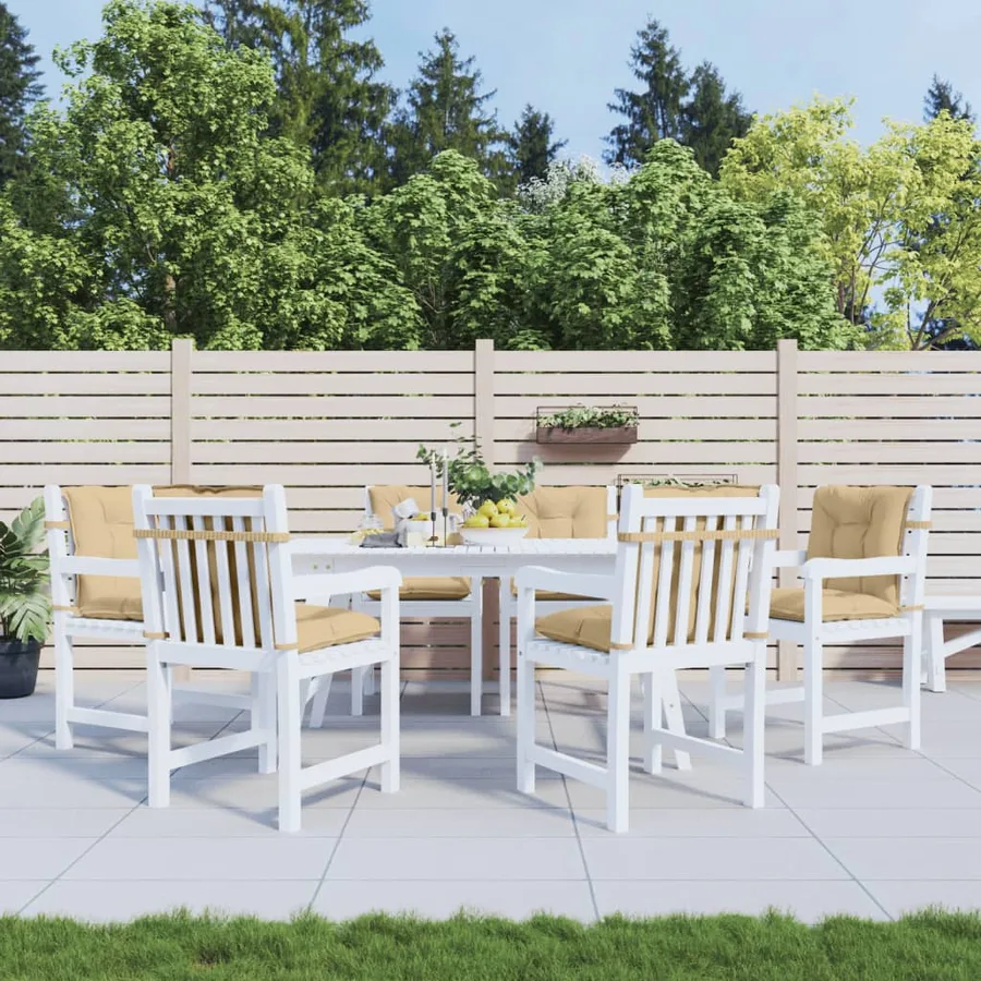 Coussins de chaise à dossier bas lot de 6 beige mélangé tissu - 3