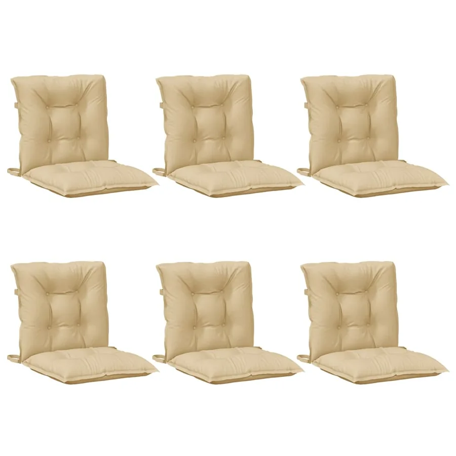 Coussins de chaise à dossier bas lot de 6 beige mélangé tissu - 4