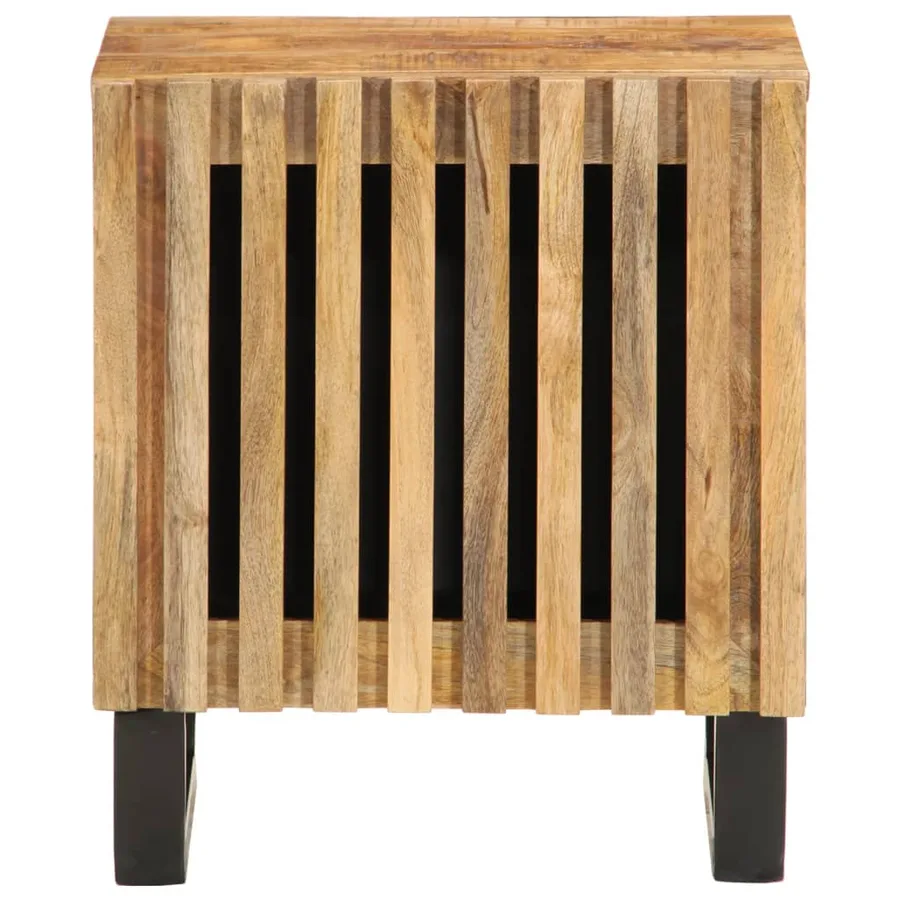 Table de chevet 40x34x46 cm bois de manguier massif brut - 3