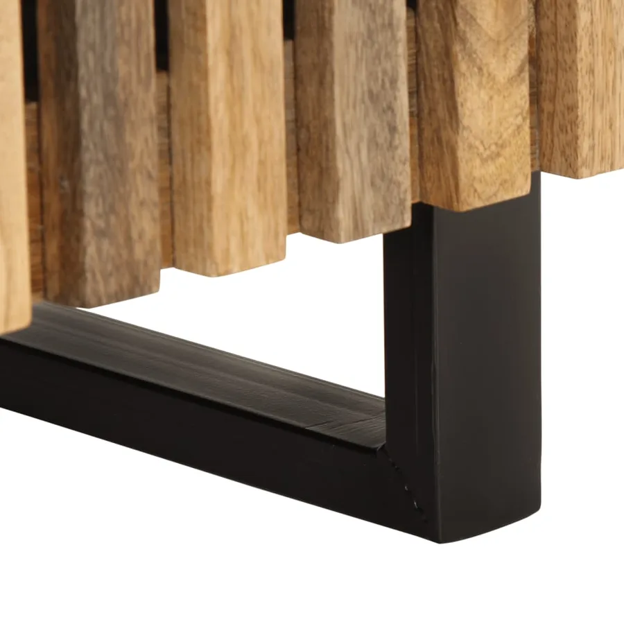 Table de chevet 40x34x46 cm bois de manguier massif brut - 7