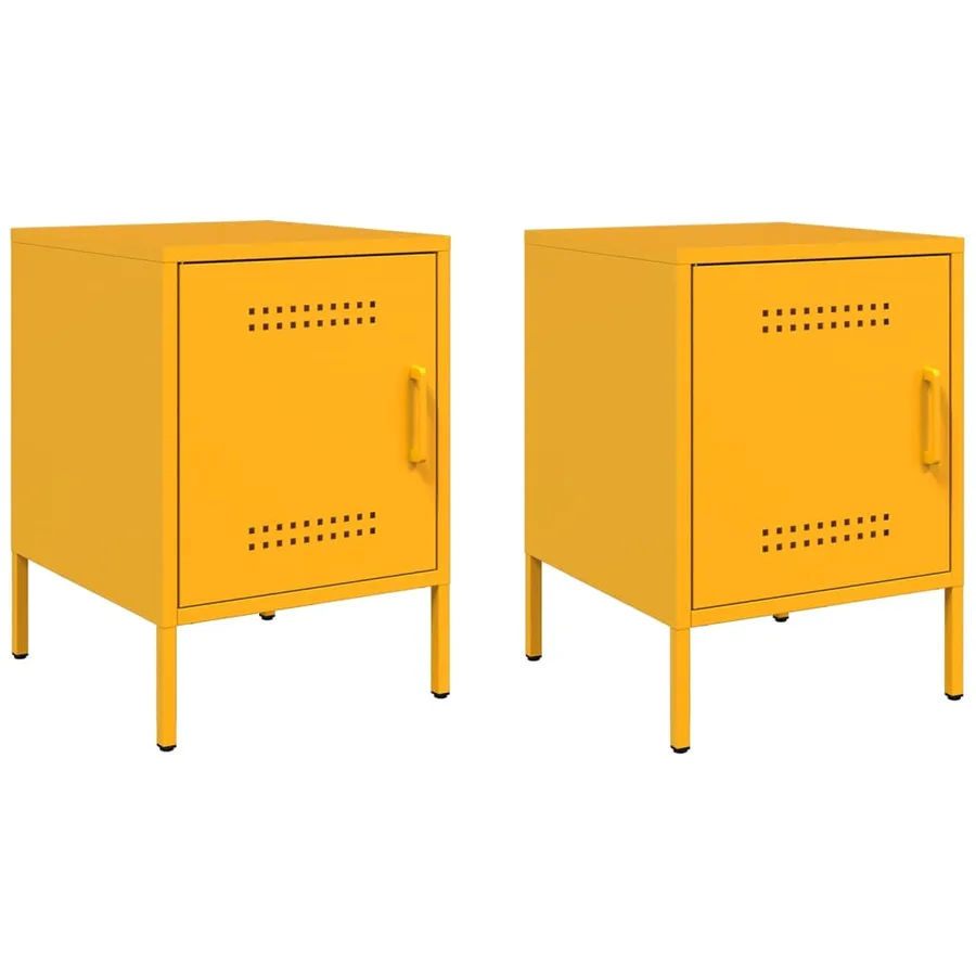 Tables de chevet 2 pcs jaune moutarde 36x39x50,5 cm acier - 2