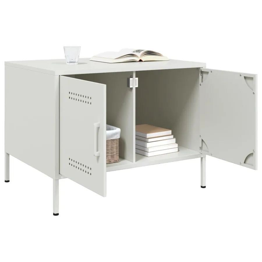Table basse blanc 68x50x50,5 cm acier - 3