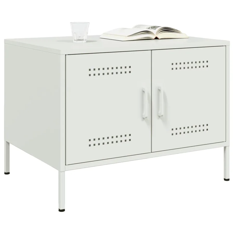 Table basse blanc 68x50x50,5 cm acier - 4
