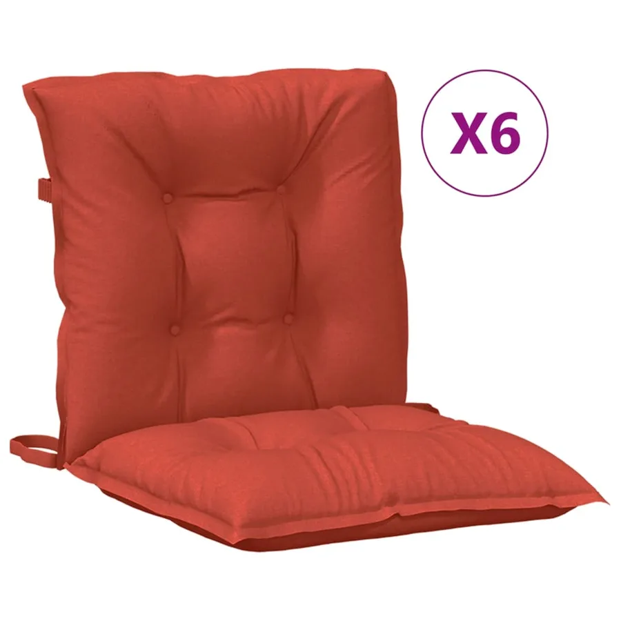 Coussins de chaise à dossier bas lot de 6 rouge mélangé tissu - 2