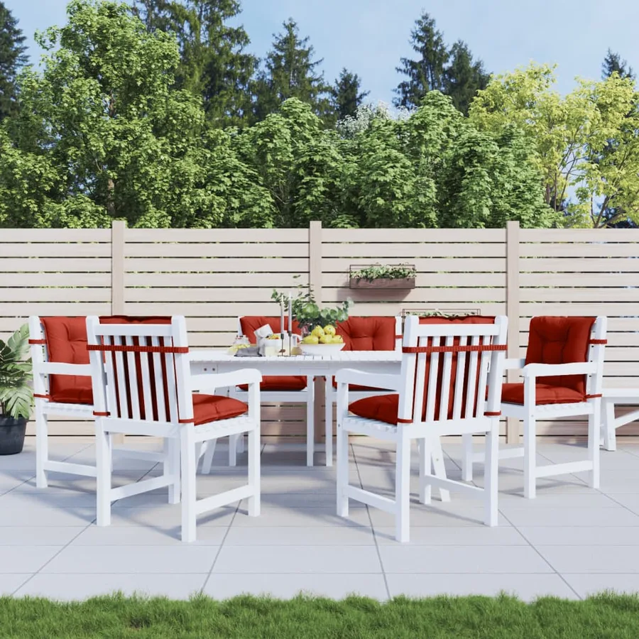 Coussins de chaise à dossier bas lot de 6 rouge mélangé tissu - 3