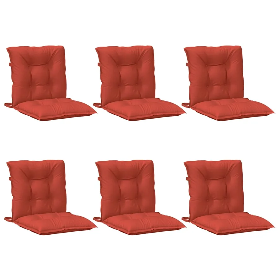 Coussins de chaise à dossier bas lot de 6 rouge mélangé tissu - 4