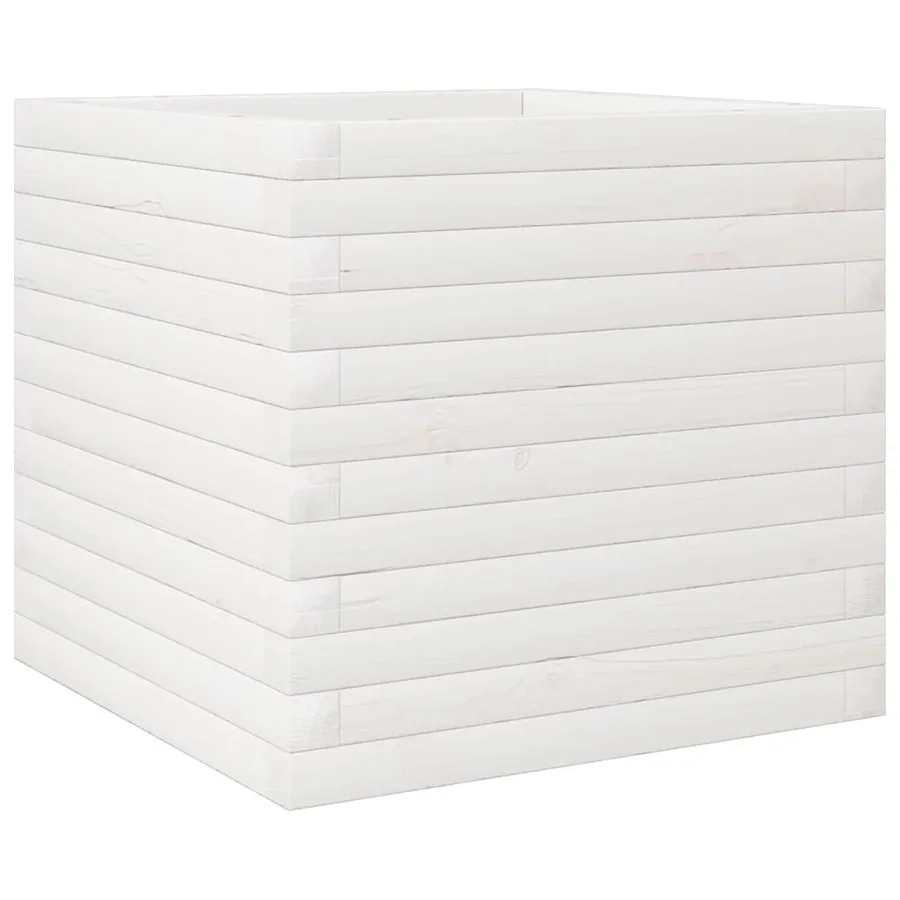 Jardinière blanc 50x50x45,5 cm bois de pin massif - 2