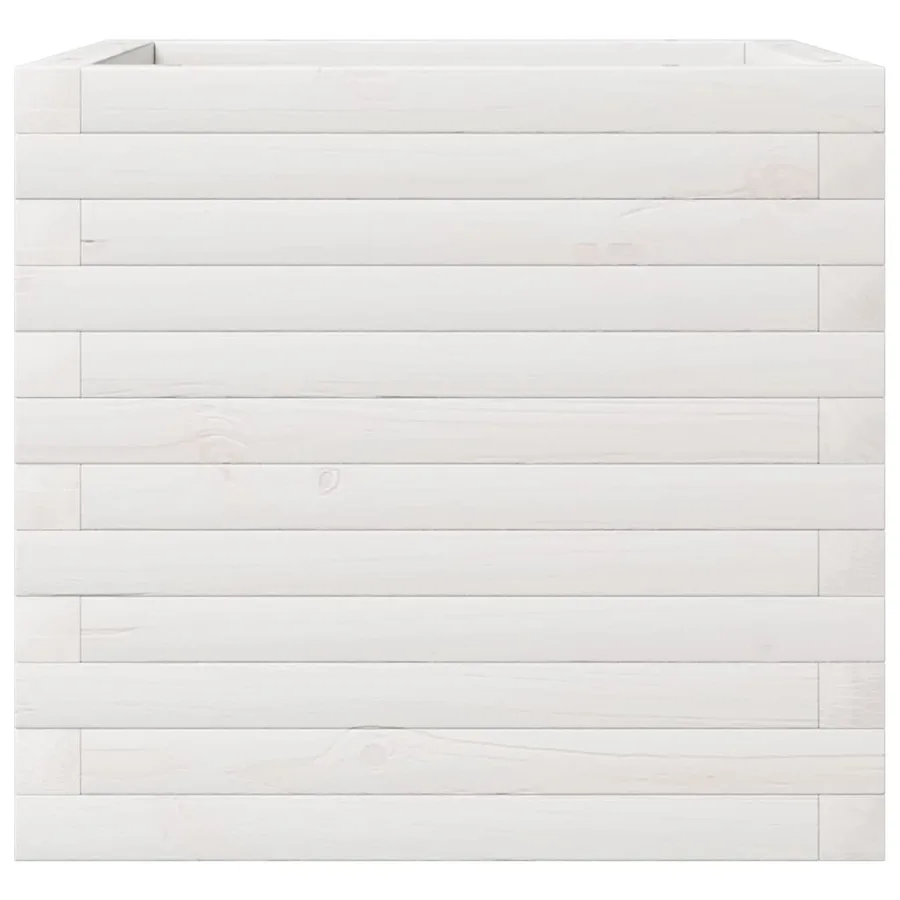 Jardinière blanc 50x50x45,5 cm bois de pin massif - 5