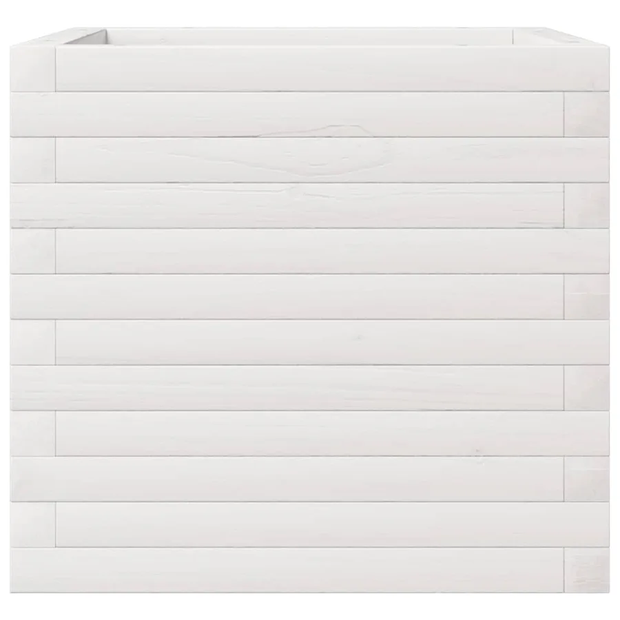 Jardinière blanc 50x50x45,5 cm bois de pin massif - 6