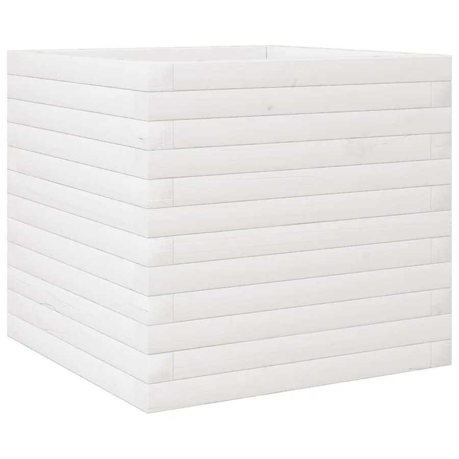 Jardinière blanc 50x50x45,5 cm bois de pin massif - 7
