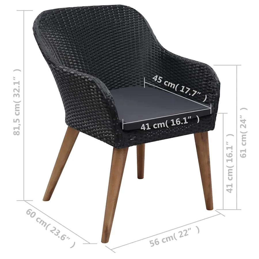 Ensemble à manger de jardin 9 pcs Noir - 12