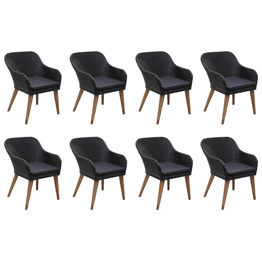 Ensemble à manger de jardin 9 pcs Noir - 2