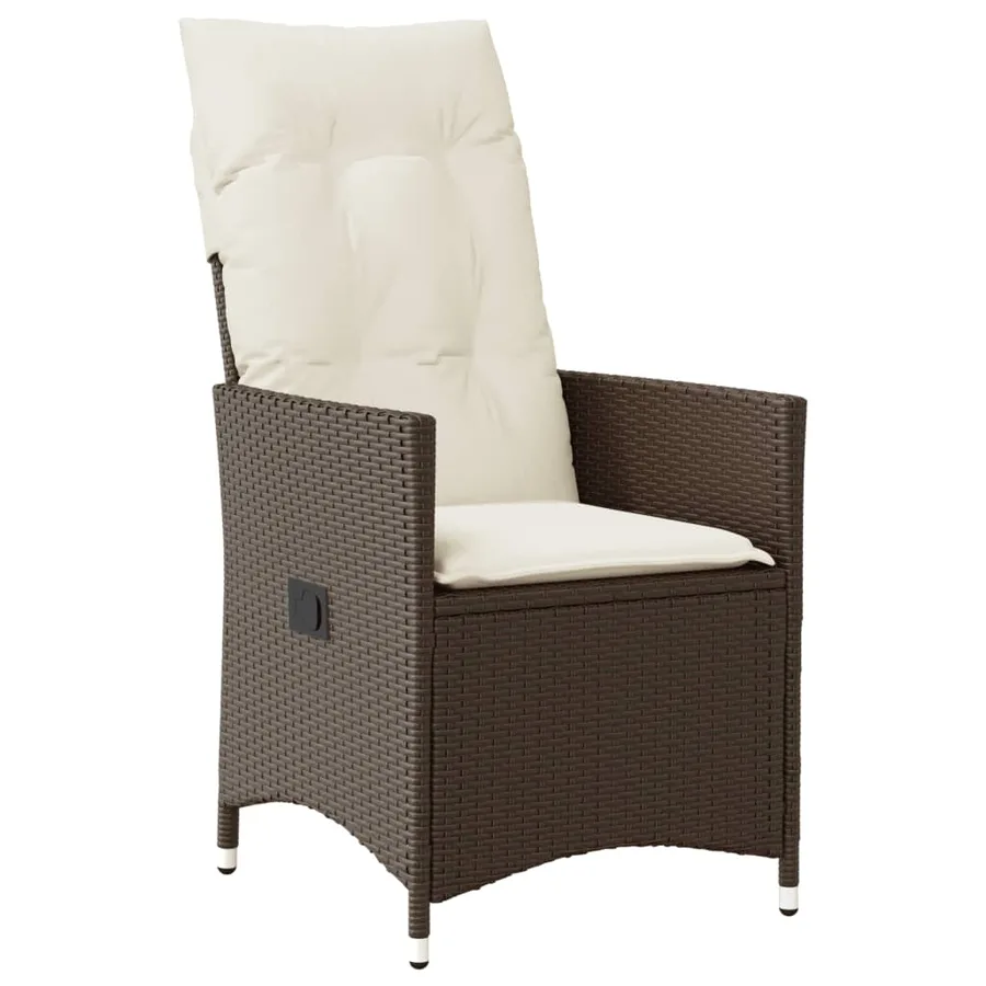 Chaises inclinables de jardin lot de 2 et coussins marron rotin - 3