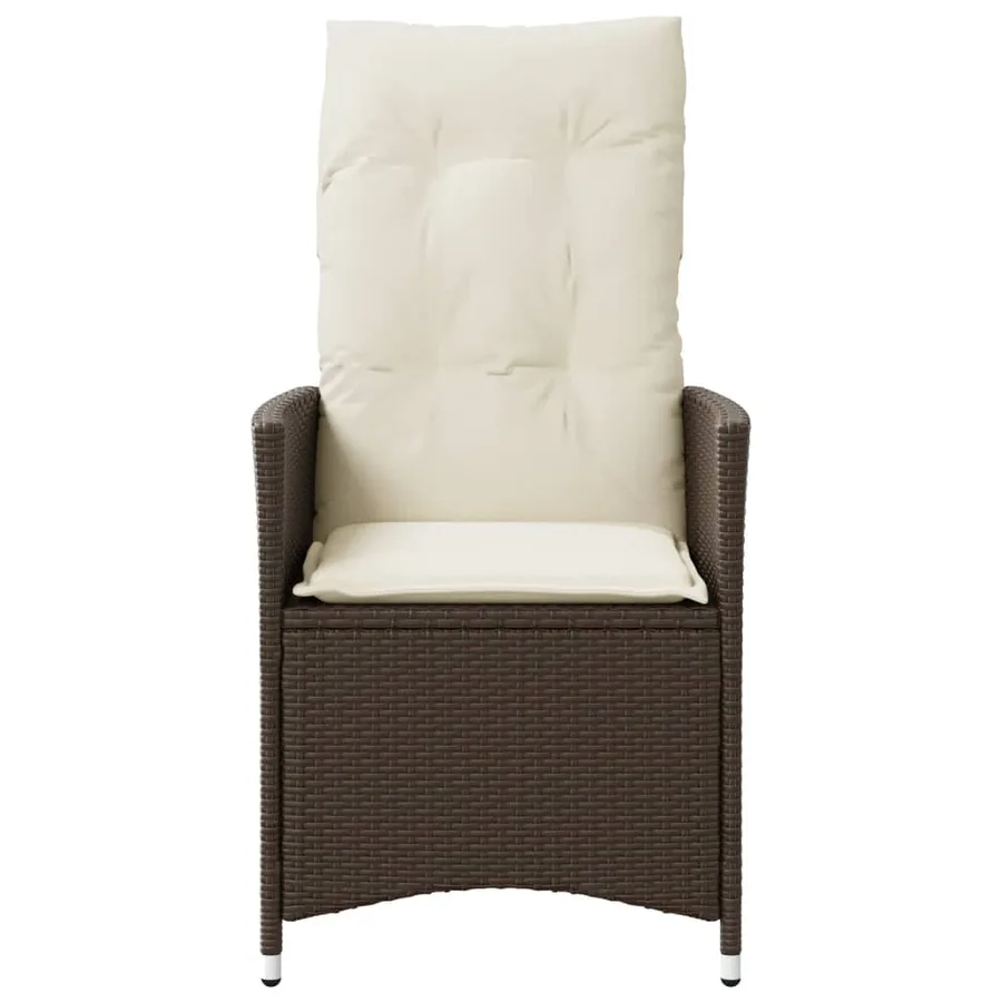 Chaises inclinables de jardin lot de 2 et coussins marron rotin - 4