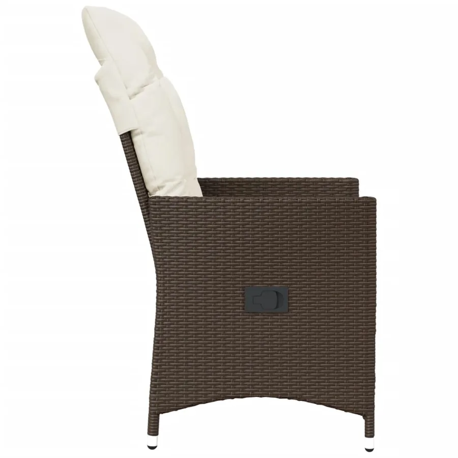 Chaises inclinables de jardin lot de 2 et coussins marron rotin - 5