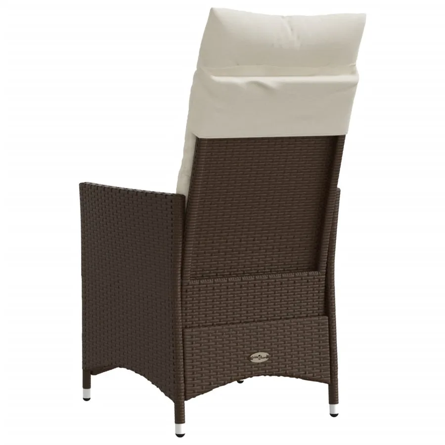 Chaises inclinables de jardin lot de 2 et coussins marron rotin - 6