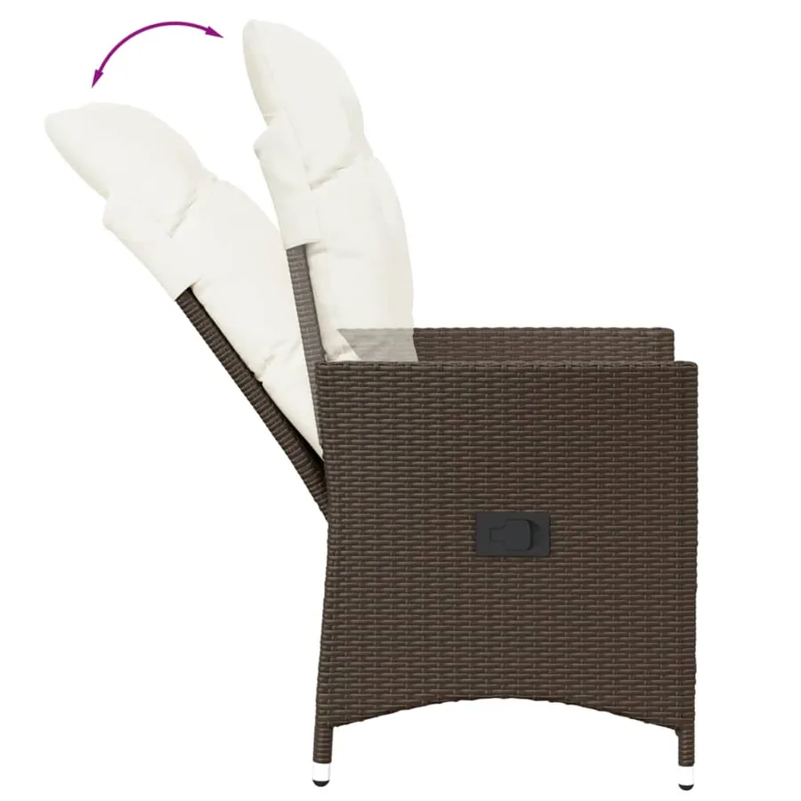 Chaises inclinables de jardin lot de 2 et coussins marron rotin - 7