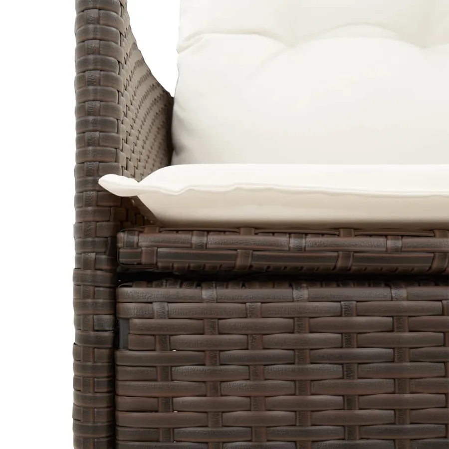 Chaises inclinables de jardin lot de 2 et coussins marron rotin - 8