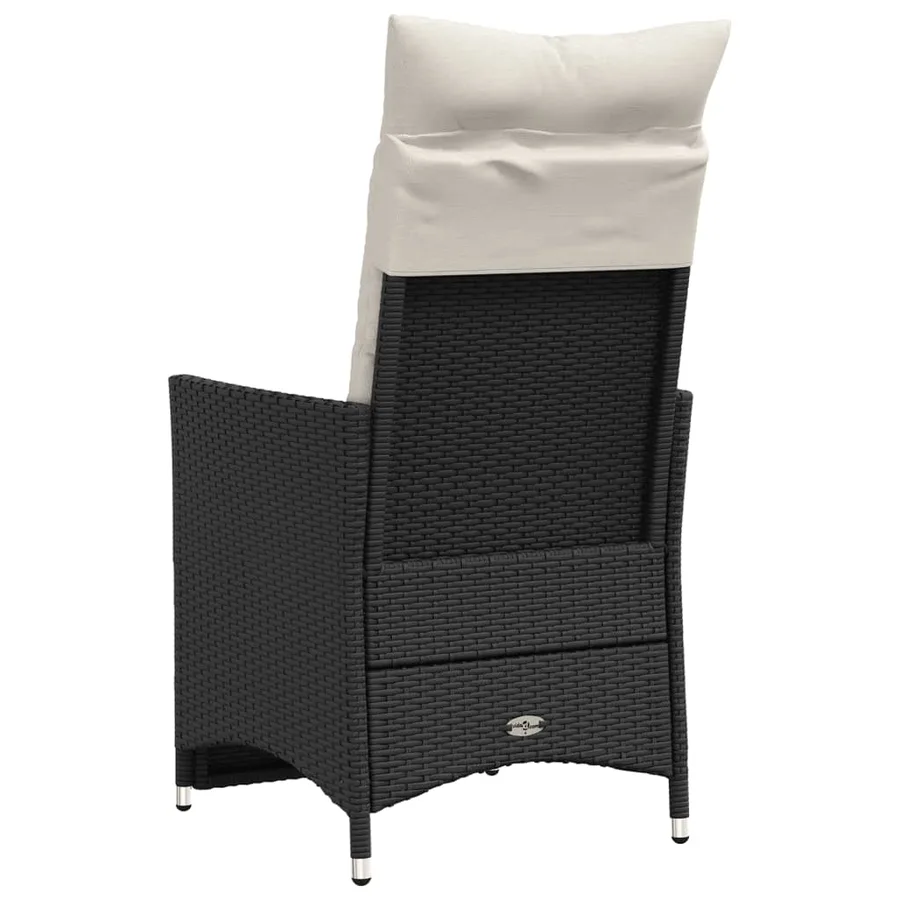 Chaise inclinable de jardin avec coussins noir résine tressée - 6