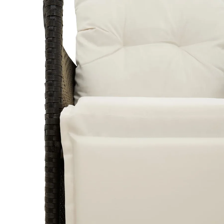 Chaise inclinable de jardin avec coussins noir résine tressée - 9