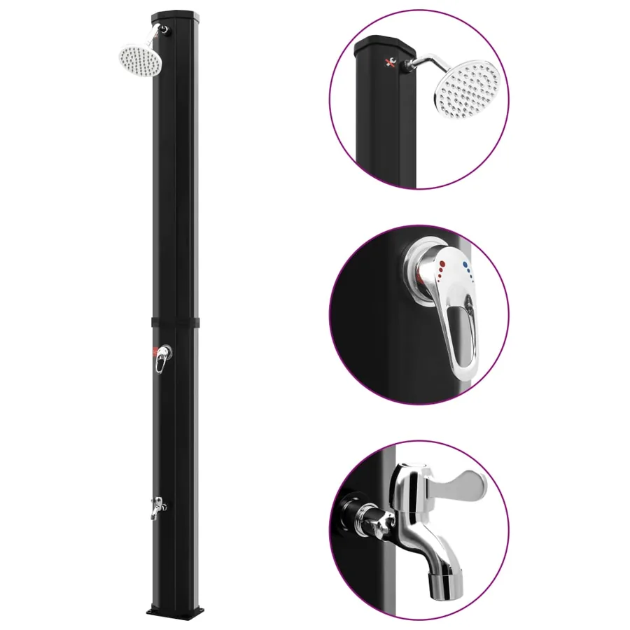 Douche solaire d'extérieur avec pomme de douche et robinet 35 L