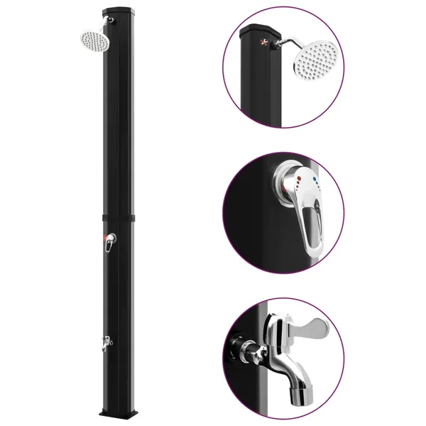 Outdoor solar shower with shower head and tap 35 L