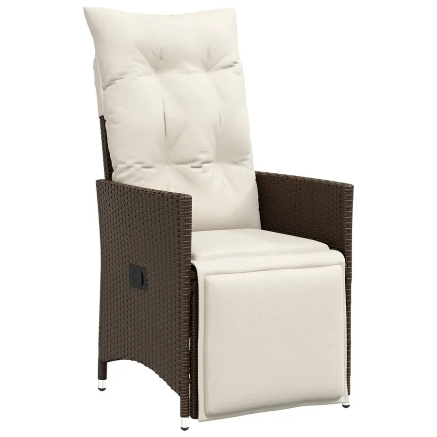 Chaises inclinables de jardin lot de 2 et coussins marron rotin - 3