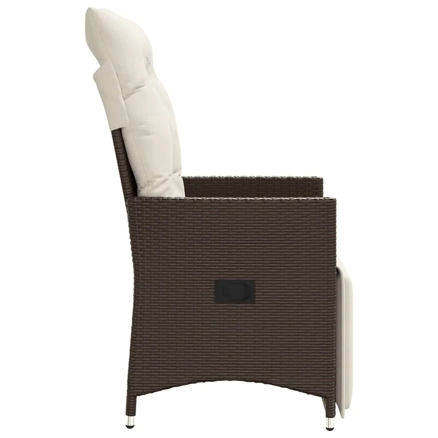 Chaises inclinables de jardin lot de 2 et coussins marron rotin - 5