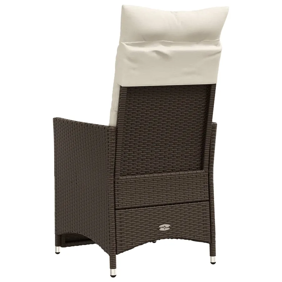 Chaises inclinables de jardin lot de 2 et coussins marron rotin - 6