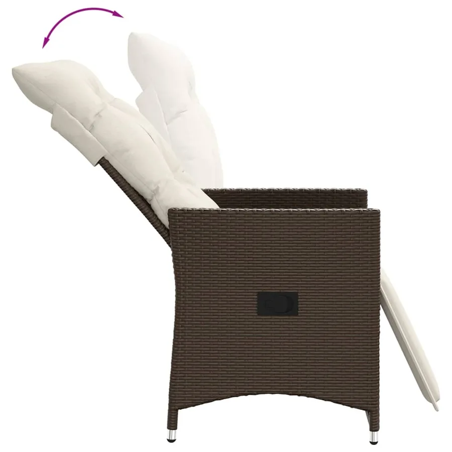 Chaises inclinables de jardin lot de 2 et coussins marron rotin - 7