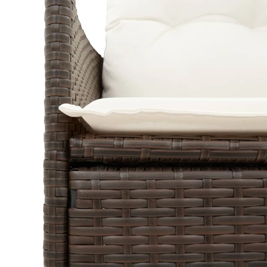 Chaises inclinables de jardin lot de 2 et coussins marron rotin - 8
