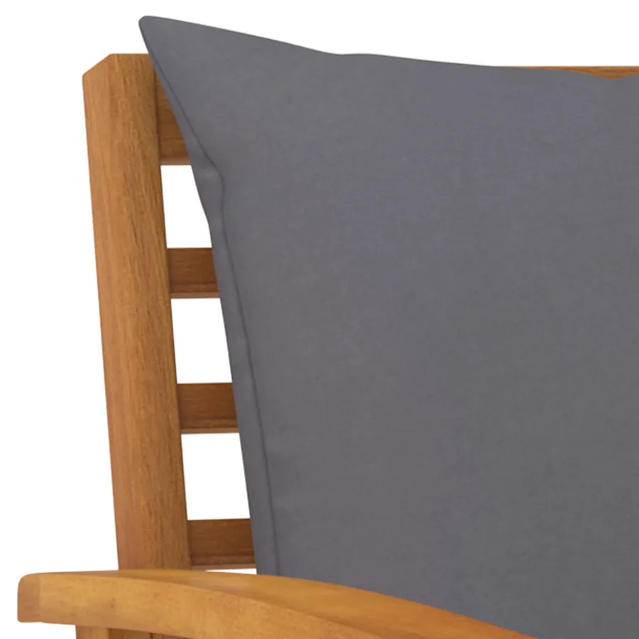 Salon de jardin 3 pcs avec coussin Bois d'acacia solide - 5