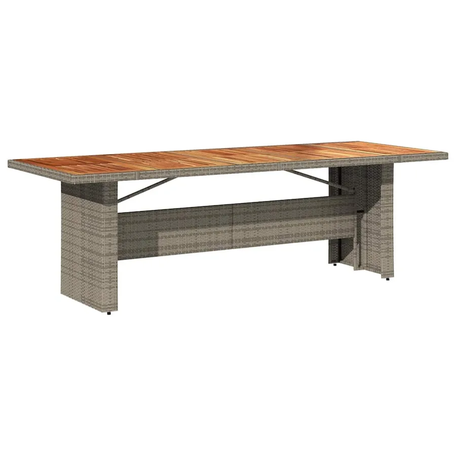 Table de jardin et dessus en bois d'acacia gris résine tressée - 6