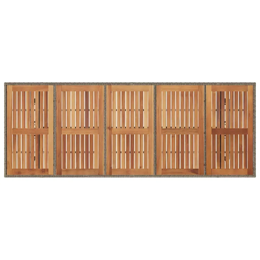 Table de jardin et dessus en bois d'acacia gris résine tressée - 7