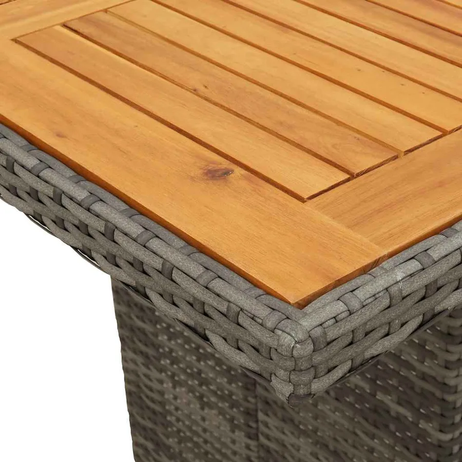 Table de jardin et dessus en bois d'acacia gris résine tressée - 9