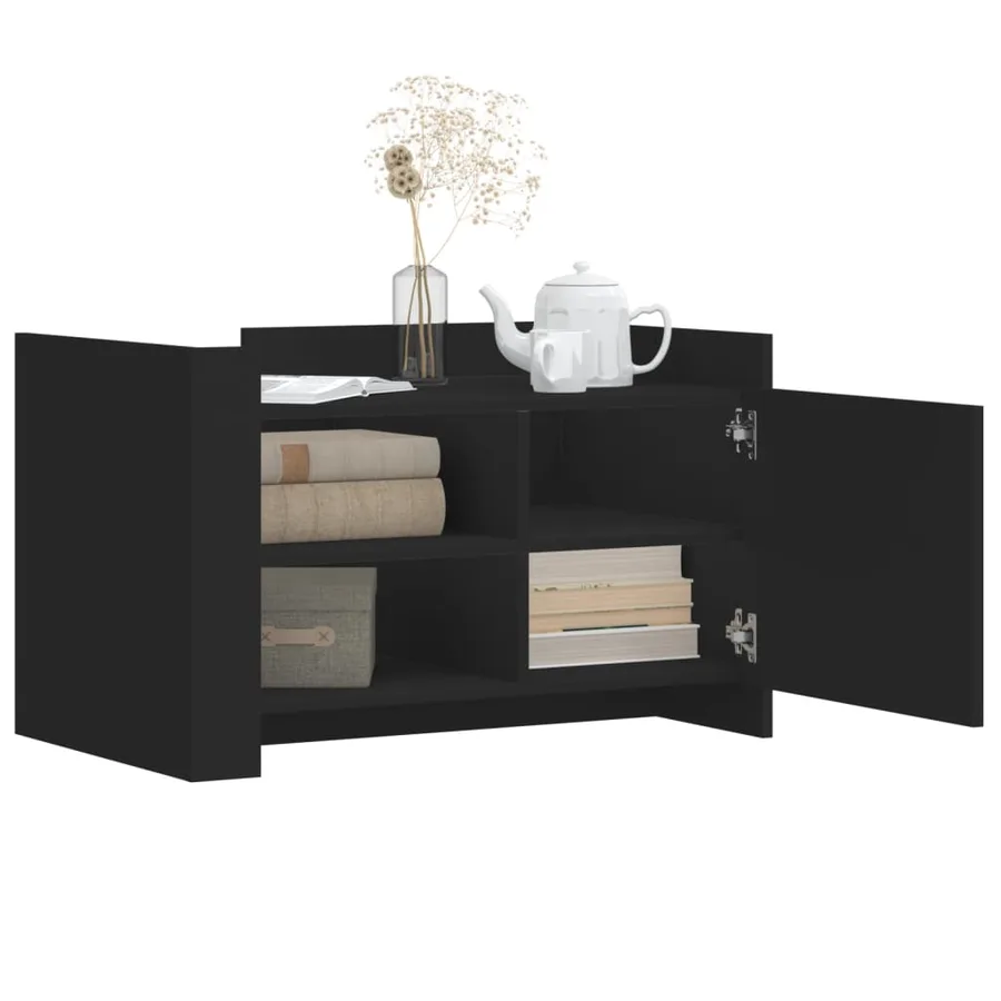 Table basse noir 80x50x50 cm bois d'ingénierie - 3