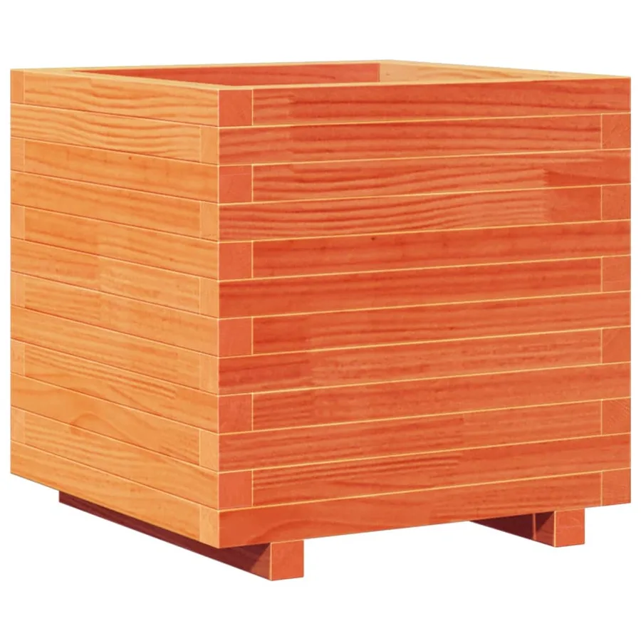 Jardinière cire marron 50x50x49,5 cm bois de pin massif - 2