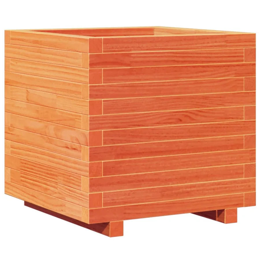 Jardinière cire marron 50x50x49,5 cm bois de pin massif - 7