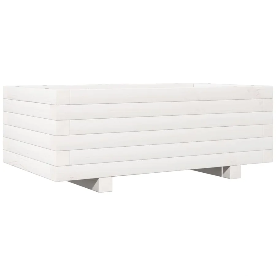 Jardinière blanc 70x40x26,5 cm bois de pin massif - 2