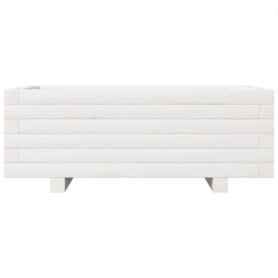 Jardinière blanc 70x40x26,5 cm bois de pin massif - 5