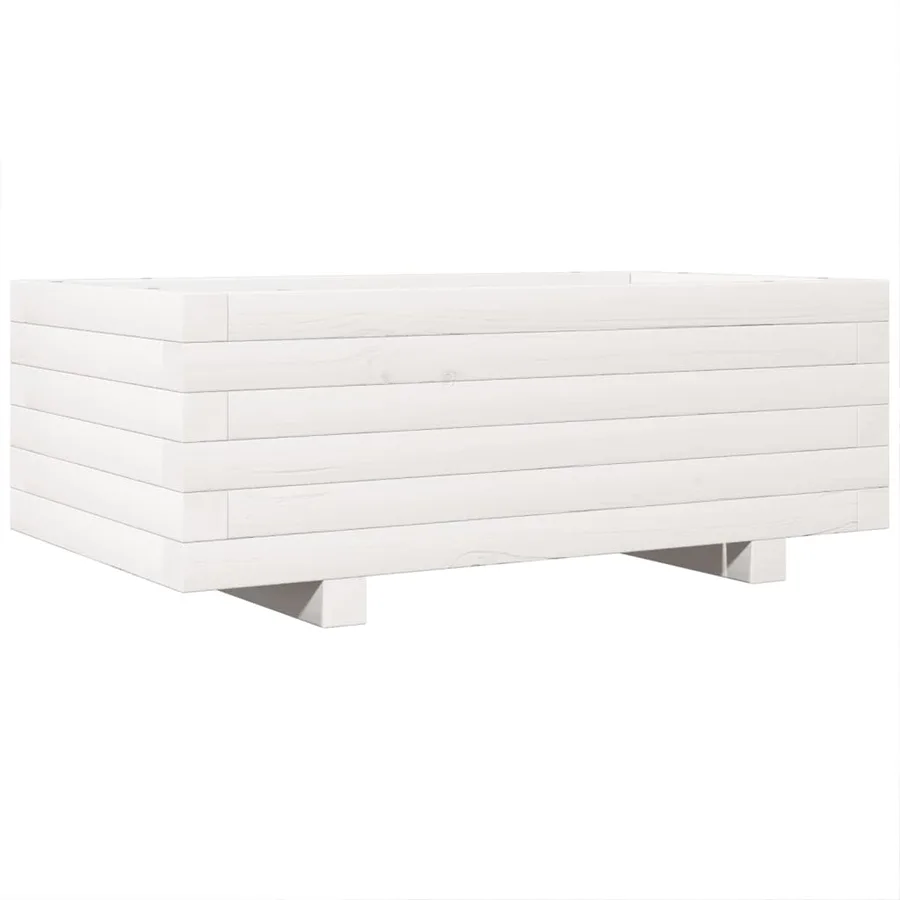 Jardinière blanc 70x40x26,5 cm bois de pin massif - 7