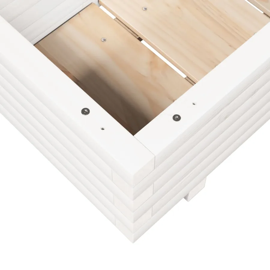 Jardinière blanc 70x40x26,5 cm bois de pin massif - 8