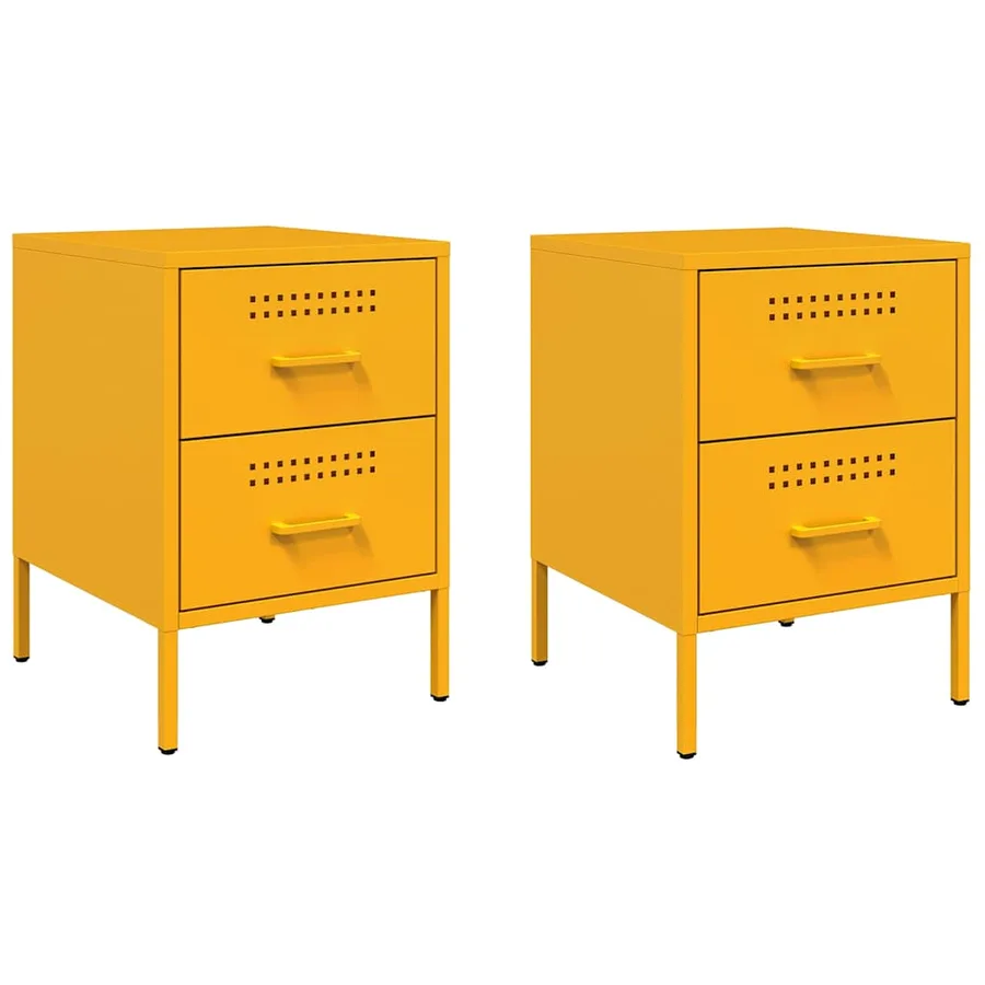 Tables de chevet 2 pcs jaune moutarde 36x39x50,5 cm acier - 2