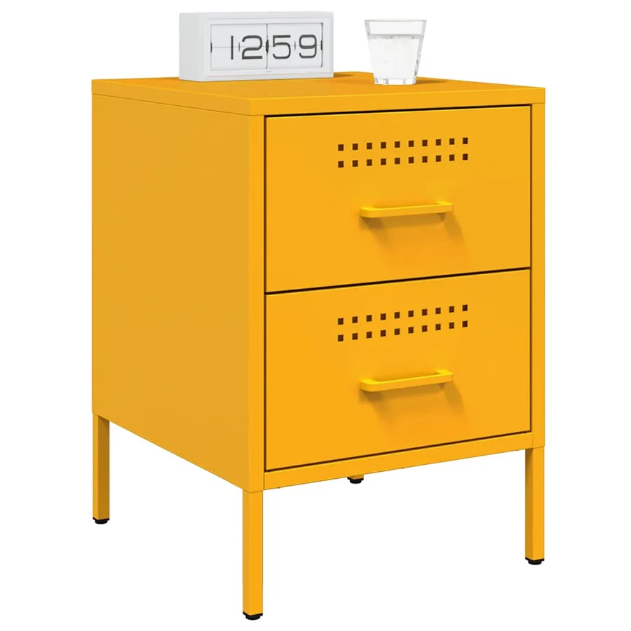 Tables de chevet 2 pcs jaune moutarde 36x39x50,5 cm acier - 3